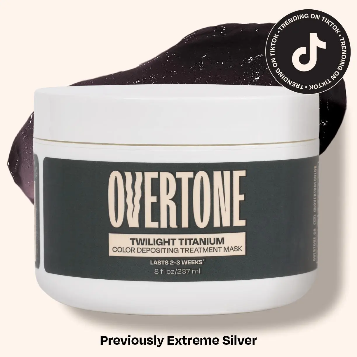 OVERTONE Twilight Titanium Color Depositing Treatment Mask - Luxurious Natural Haircare Formula, Nourishing Strengthening Thickening Hair, Brassy Hair Silver Toning, Hydrating Jojoba & Argan, Formaldehyde-Free Coconut Conditioner, Strengthen Hair, Luxurio