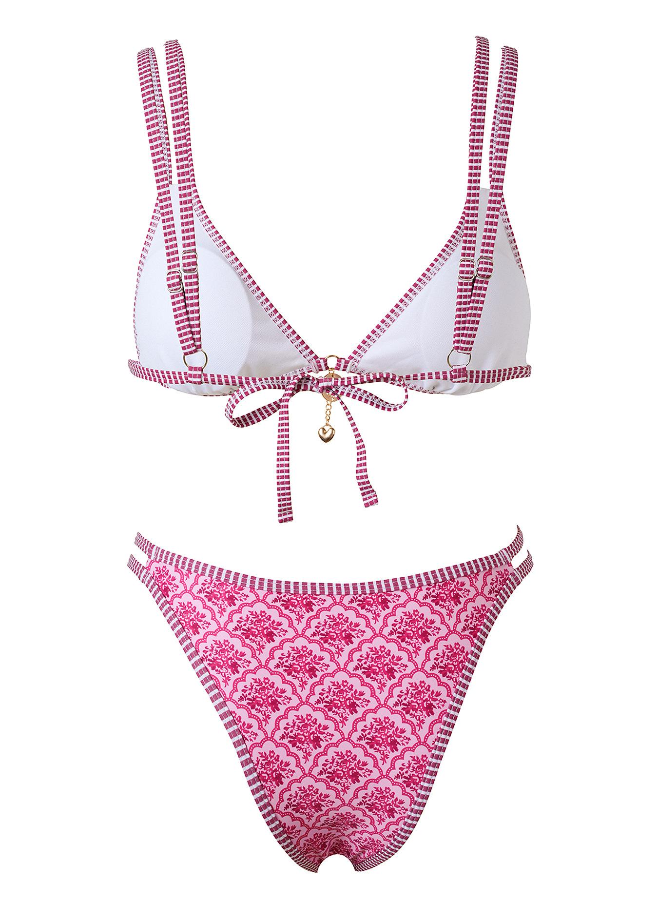 Hilor Women's Floral Print Bikini Set Two-Piece Casual Fashion Chic Swimsuit for Beach Holiday Vacation Ladies Summer Clothes