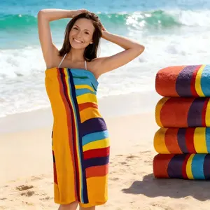 1 piece oversized striped beach towel - ultra-soft microfiber, quick-drying, sand-free, lightweight and portable, suitable for travel, yoga, camping, swimming - machine washable, vibrant stripes, modern design, yoga accessories Multicolor