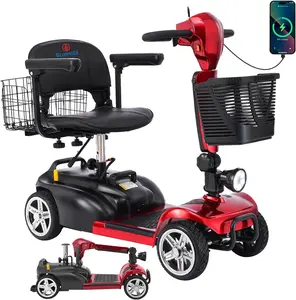 15-30 Miles 4 Wheels Mobility Scooter for Adults/Seniors, 350W Powered & 8/9″ tire Electric Wheelchair Device w/Removeable Battery, 2*Baskets/Rear Tail Lights, Compact Duty Mobile for Elderly