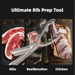 Stainless Steel Rib Membrane Remover, Heavy-Duty BBQ Rib Prep Tool for Grilling & Smoking