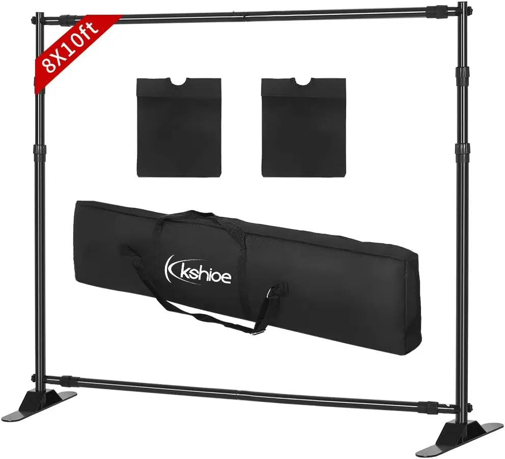 VINGLI Thicker 10x8 ft Backdrop Banner stand Adjustable, Photography Background stand Step and Repeat Stand Heavy Duty for Trade Show Exhibition