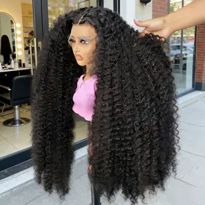 Deep Wave 13x4/13x6 Lace Front Human Hair Wigs Pre-Plucked 30 32 34 Inch Water Wave Curly Invisible HD Transparent Lace Frontal Wigs for Black Women 180 Density SummerVibes