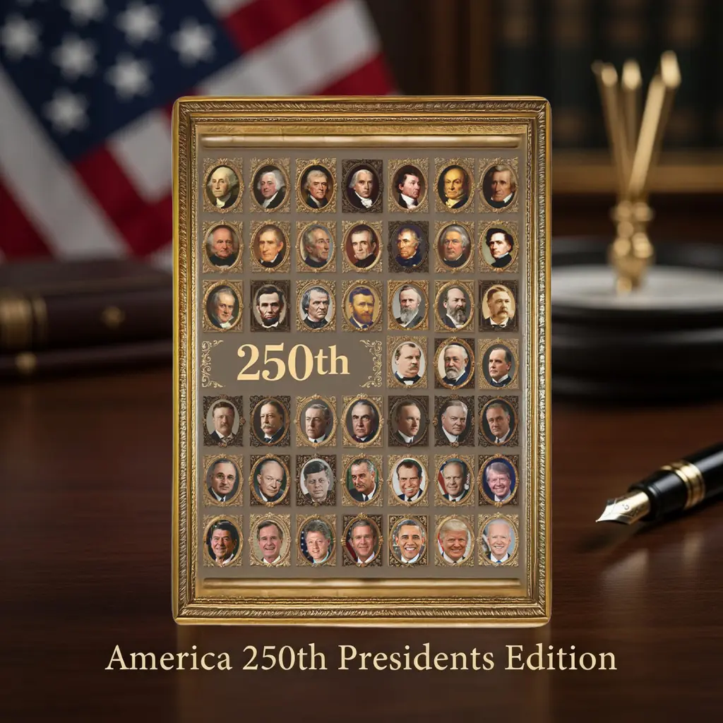 America 250th Playing Cards – U.S. Presidents Edition Patriotic Poker Deck | USA 250th Anniversary Collectible Gift w Clear Acrylic Display Case