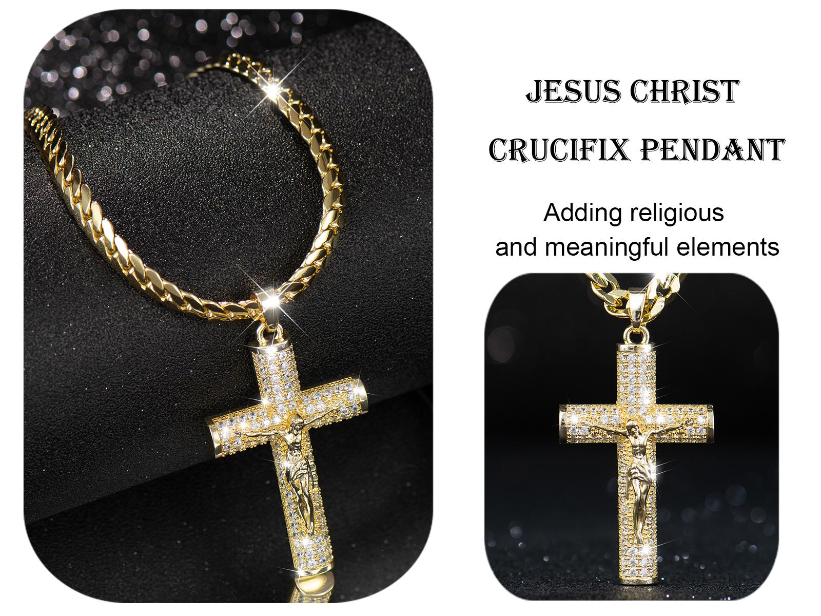 Holylegend 14k Real Gold-Plated Cuban , Figaro, Miami Cross with Jesus Christ Crucifix,24 inches Long and 6mm Wide,Handcrafted Polishing and Multiple Electroplating Daily Wear Necklace Holylegend 14k Real Gold-Plated Cuban , Figaro, Miami Cross with Jesus Christ Crucifix,24 inches Long and 6mm Wide,Handcrafted Polishing and Multiple Electroplating Daily Wear Necklace