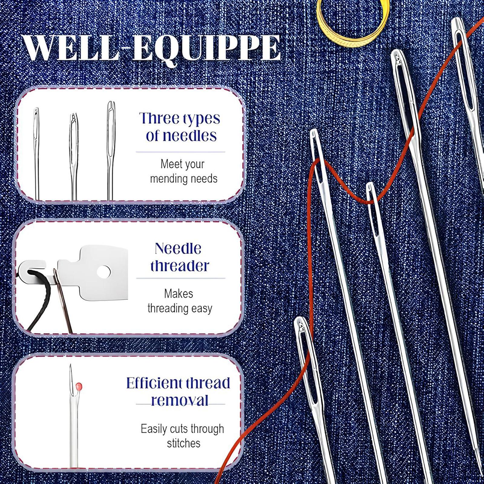 36PCS Large Hole Steel Needles Set, Sturdy & Durable Hand Sewing Tool Kit, Perfect for DIY Sewing, Repairs & Crafting Projects