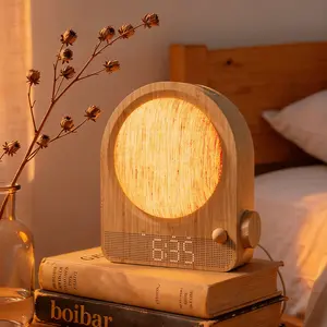 Sunrise Alarm Clock for Heavy Sleepers  | White Noise Sound Machine & Dual Alarm | Aesthetic Wood Wake Up Light for Bedroom