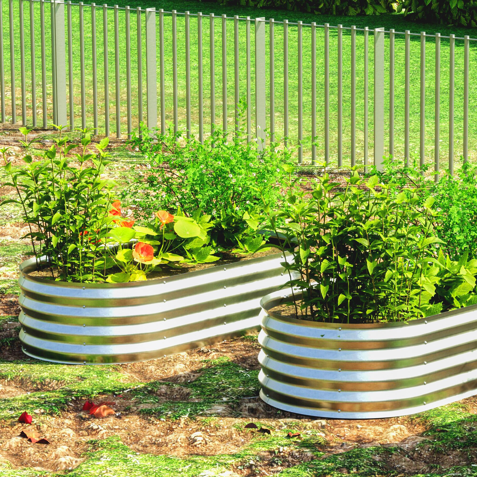 【New Year Deal】Utopia Home Galvanized Raised Garden Bed 2-Pack 6x2 ft Lightweight Outdoor Planter Boxes Easy Assembly for Vegetables Fruits & Flowers