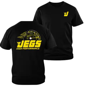 JEGS High Performance T Shirt 2 Sides Black Racing Logo Tee for Mechanics Drag Racers Engine Builders Car Performance Fans outdoorfun
