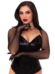 Leg Avenue Fishnet Fingerless Shrug - Stretchy Breathable Fabric & Ultra Soft Net Design for Spring Summer Rave Outfits