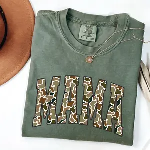 Comfort Colors Camouflage Mama T-Shirt, Camo Mama Shirt, Mother's Day Gift, Varsity Mama Shirt, Retro Mama Tee