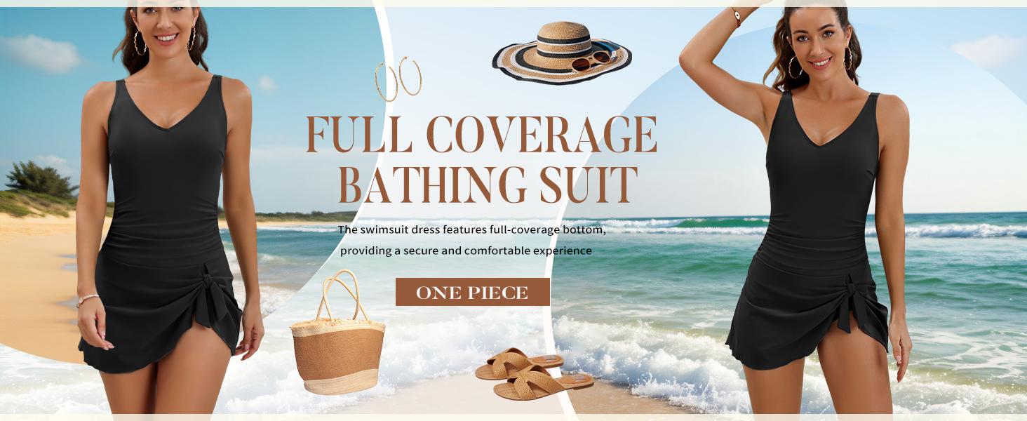 Aidonger One Piece Swim Dress Swimsuits for Women Tummy Control Swimdress Skirt Bathing Suit Aidonger One Piece Swim Dress Swimsuits for Women Tummy Control Swimdress Skirt Bathing Suit