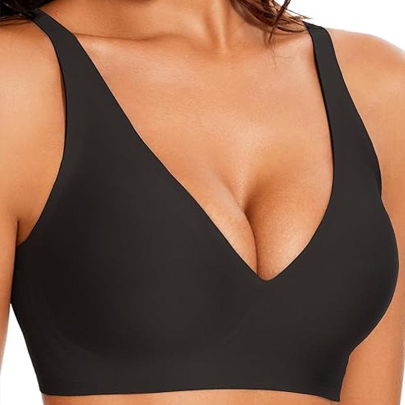 *1/2/3PCS EssElegance Wireless Women's Comfortable Push Up Bralettes Seamless Tshirts Bras Deep V Everyday Bras for All Seasons Minimalist Lingerie SpringStatements