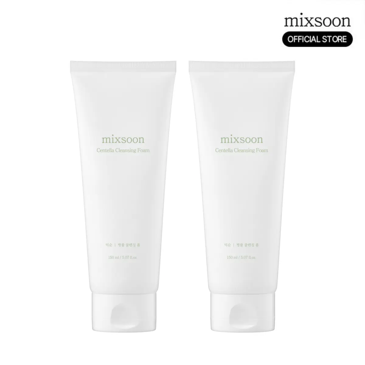 [mixsoon Official] Centella Cleansing Foam Duo (5.07 fl.oz/150ml x 2) - Mild, Low pH Moisturizing Cleanser for Glass Skin