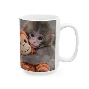 Punch The Monkey Ceramic Mug, Viral Panchi-kun Japanese Macaque Cup, Emotional Support Animal Lover Gift, Hang In There Encouragement Mug