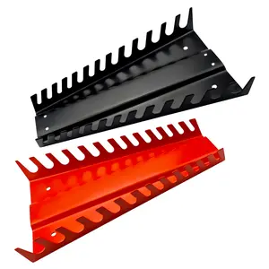 26-Slot Magnetic Metal Wrench Organizer, Fit SAE & Metric Wrench Storage, Tool Organizer for Tool Box, 2 Pack(Red&Black)