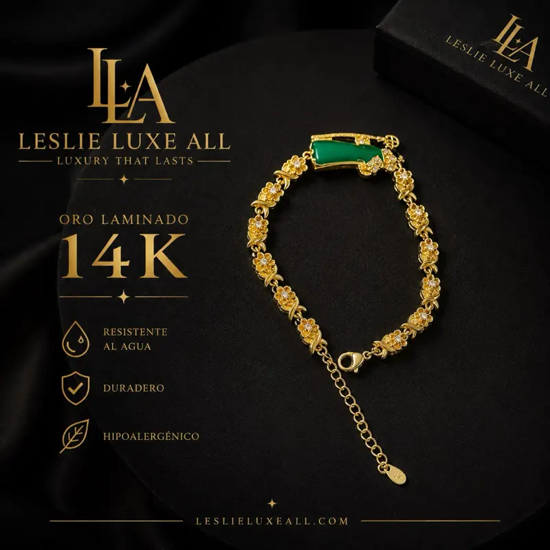 Leslie Luxe All San Beltrán Bracelet 14K Gold Plated Adjustable Waterproof Durable Hypoallergenic Jewelry