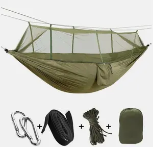 Camping Hammock with Mosquito Net Carabiner Rope Tree Straps and Storage Bag