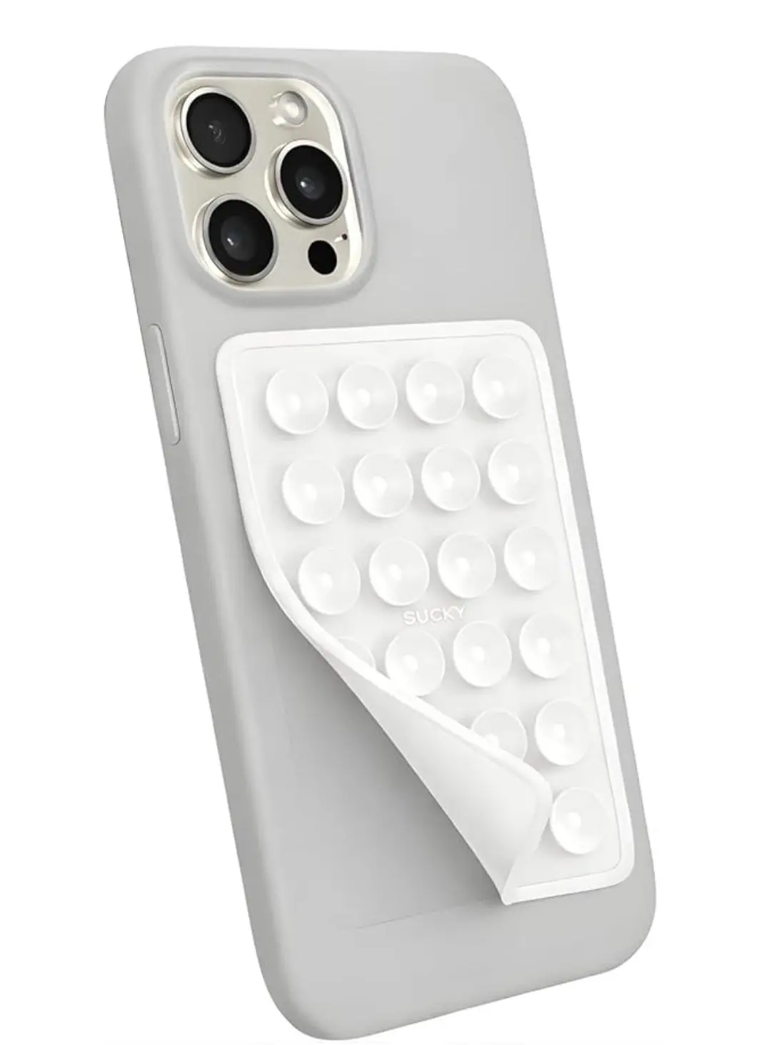 Suction Phone Case Mount, Phone Sticky Grip for iPhone and Android, Adhesive Phone Accessory, Hands-Free Mirror Shower Phone Holder for Videos and Selfies (White)
