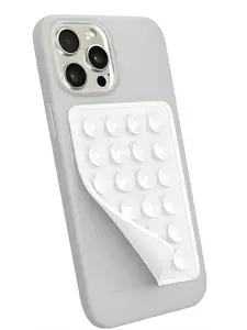 Suction Phone Case Mount, Phone Sticky Grip for iPhone and Android, Adhesive Phone Accessory, Hands-Free Mirror Shower Phone Holder for Videos and Selfies (White)