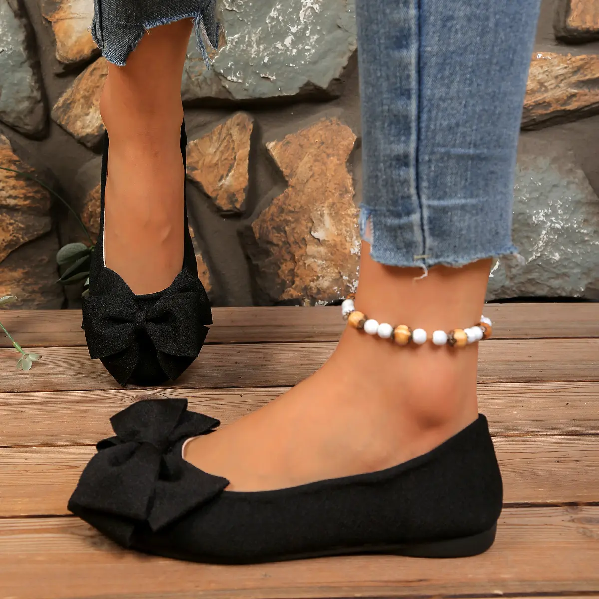 Women's Bow Detail Slip-On Flats, Comfortable Closed Toe Fashion Footwear, Lightweight Non-Slip Commuter Shoes for Daily Wear tiktokshopbacktoschool