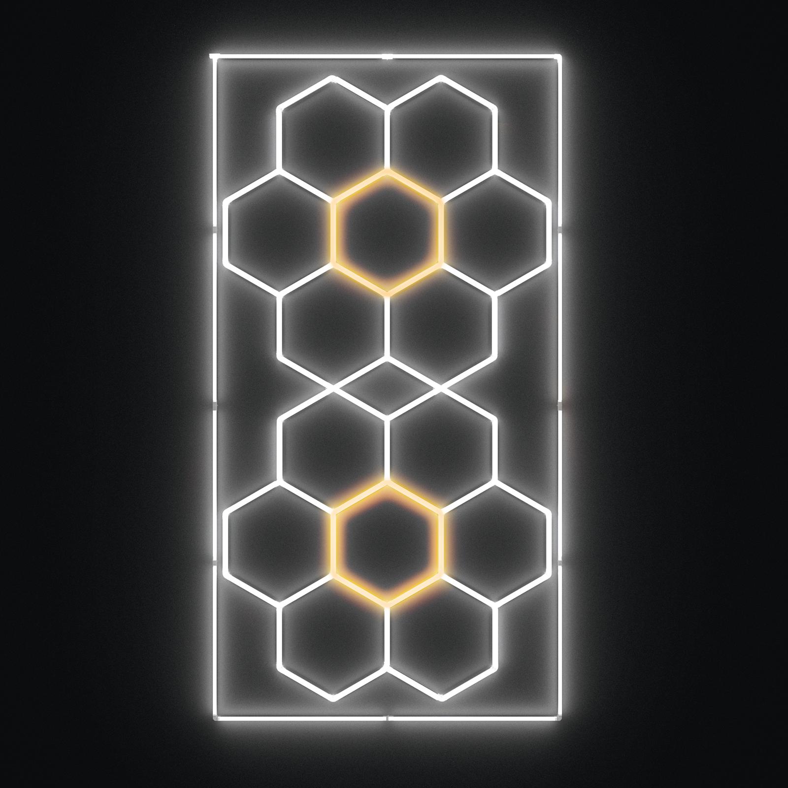 HYPERLITE Color Glow, Garage Lights, Honeycomb Design, Rectangle Frame Modular Lighting, LED Ceiling Light, 568W-624W 56800LM-62400LM, 6500K Bright White, for Garages, Workshops, Gyms, Studios,  Barber Shops, Decorative Spaces， SpringGlowUp