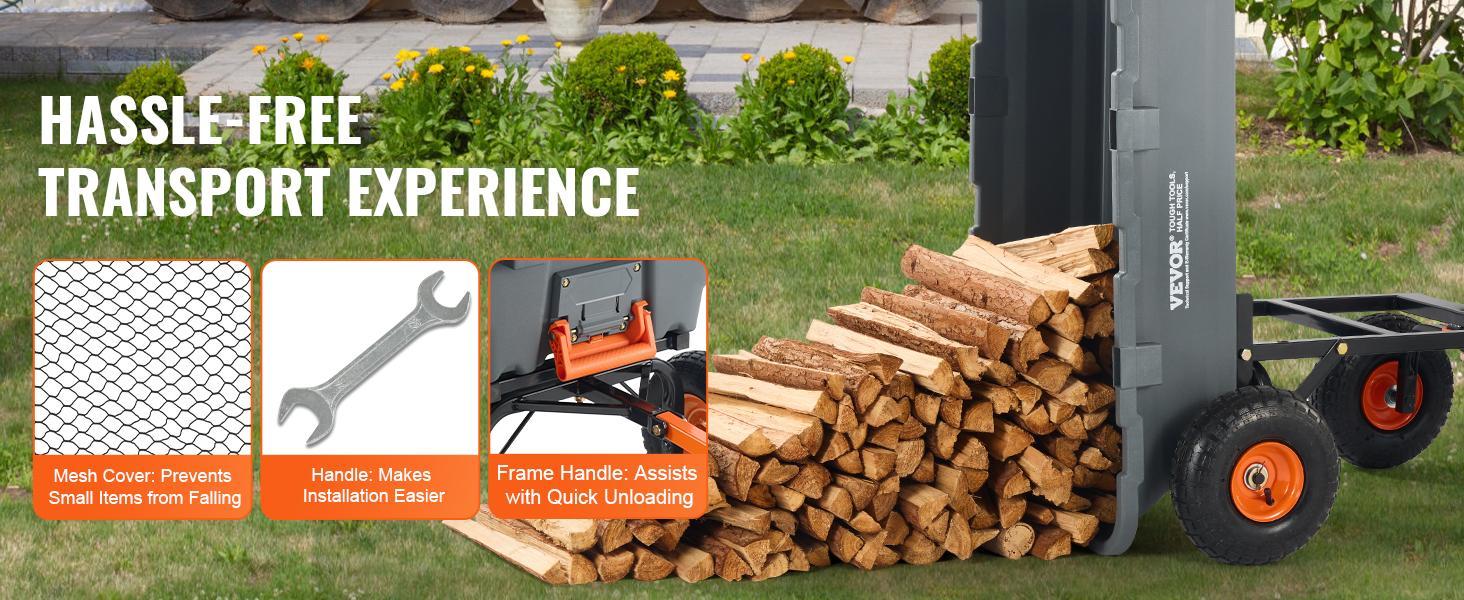 VEVOR Poly Garden Dump Cart with Easy to Assemble Steel Frame, Various specifications, Dump Wagon with 2-in-1 Convertible Handle, Utility Wheelbarrow, 10/13 inch Tires