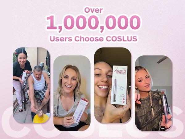 COSLUS C20 Professional Electric Nail Drill Kit - Cordless Rechargeable with 6 Bits & 60 Sanding Bands for Acrylic Gel Nails - Lightweight Portable for DIY Manicure Pedicure - Quiet Low Heat Design - Ideal for Home Salon Use