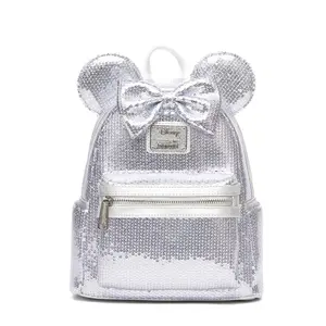 Loungefly Disney Minnie Mouse Platinum Sequin Mini Backpack