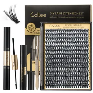 Lash Clusters 280pcs Lashes Extension Clusters Natural Eyelashes Thin Band & Soft Lashes 40D D Curl-D-9-16MM Eyelash Makeup Cosmetic Synthetic Clear