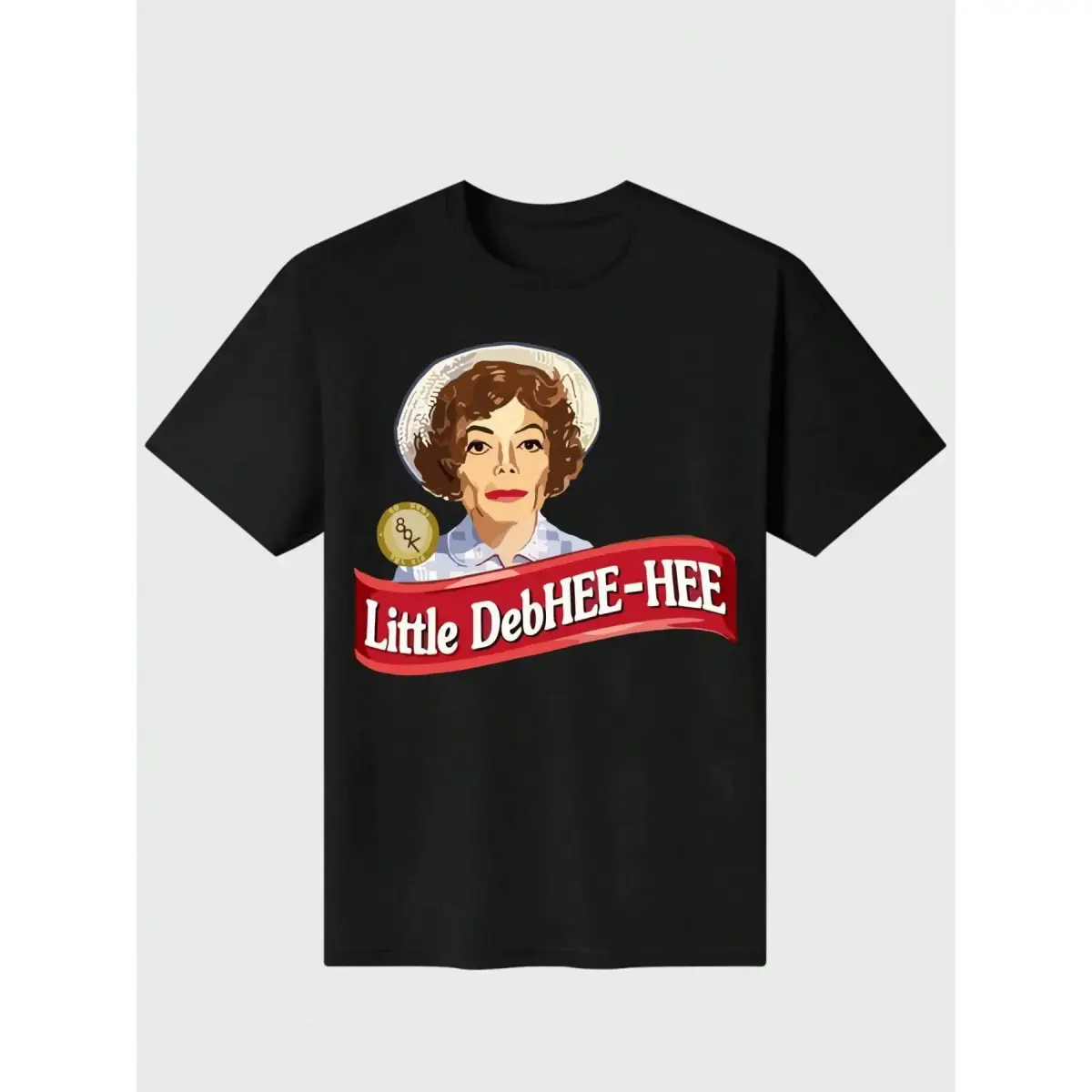 Men's Little Debhee Hee Debbie Parody Meme Short-Sleeve T-Shirt, 180g Pure Heavy Cotton Fabric Garment, Fitted Casual Digital Print Menswear Top, Shortsleeve, Graphic Shirts