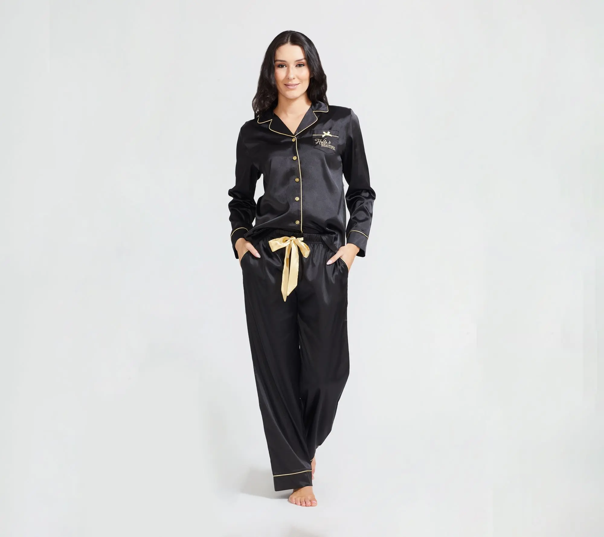 Randy Fenoli Sleepwear Satin Long Sleeve Pajama Set Randy Fenoli Sleepwear Satin Long Sleeve Pajama Set