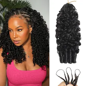 Beauty Queen Burmese Curly Crochet Human Hair for Mircale Knots Feather Human Crochet Hair Knotless Pre-Separated  Lightweight Reusable Remy Hair Extensions With Spiral Curl for Women Natural Black Color 16-22 inches 60g/bundle