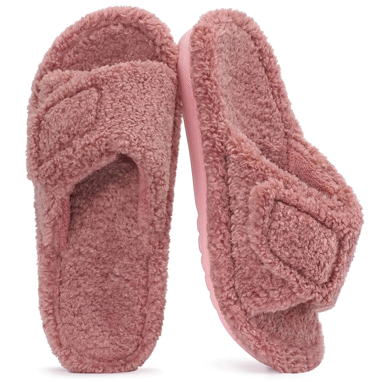 KIDMI Women's Orthopedic Slippers with Arch Support Adjustable Open Toe House Shoes for Plantar Fasciitis