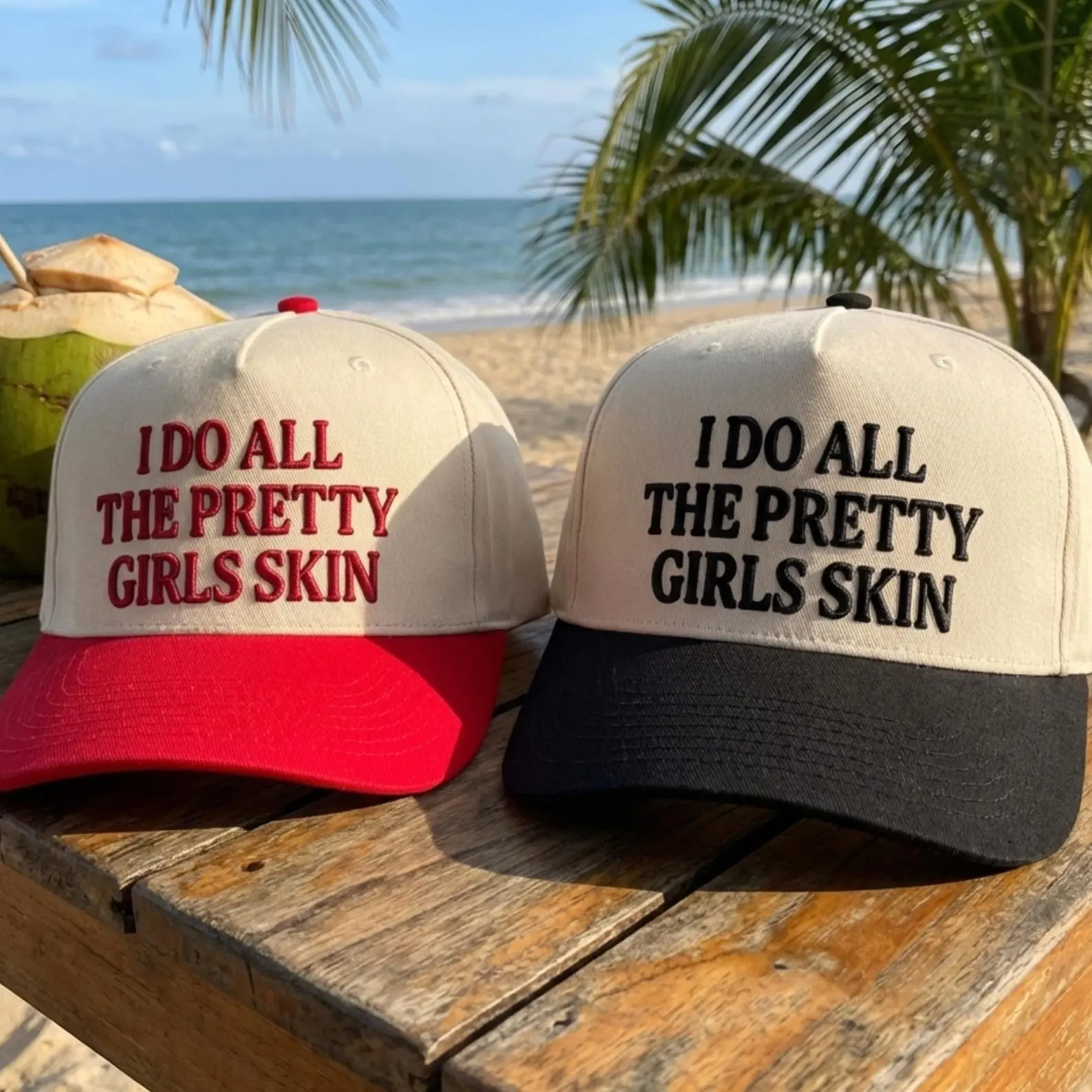 Esthetician Trucker Hat: "I Do All The Pretty Girls Skin" Embroidered Cap