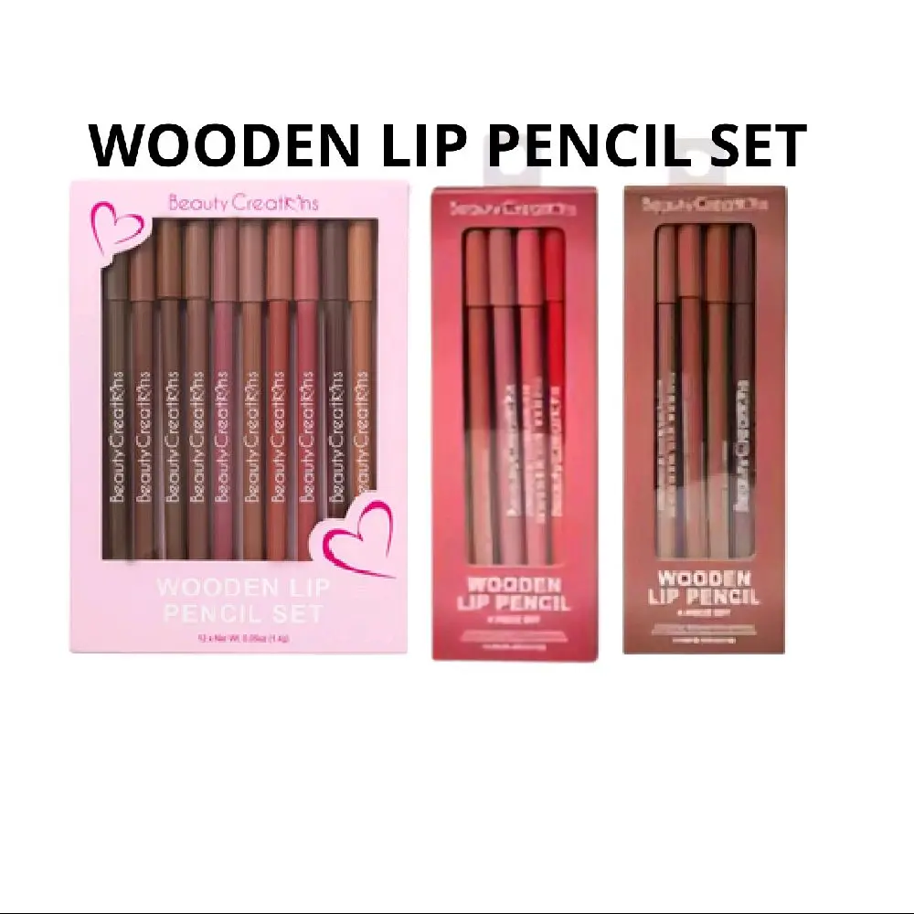 Beauty Creations 6-Piece Wooden Lip Pencil Set - Makeup Products with Crayon, Pen Style, Shaped Tip Designs for Smooth Berry & Cocoa Cherry Shades, Perfect Lip Definition & Color, Ideal for Makeup Enthusiasts, Crayon Lipliner, Lip Liner Pencil Lipliner