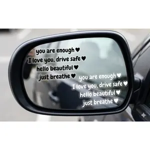 8PCS Car Rearview Mirror Sticker "I love you drive safe" "Hello Beautiful" "Just Breathe" "You Are Enough"