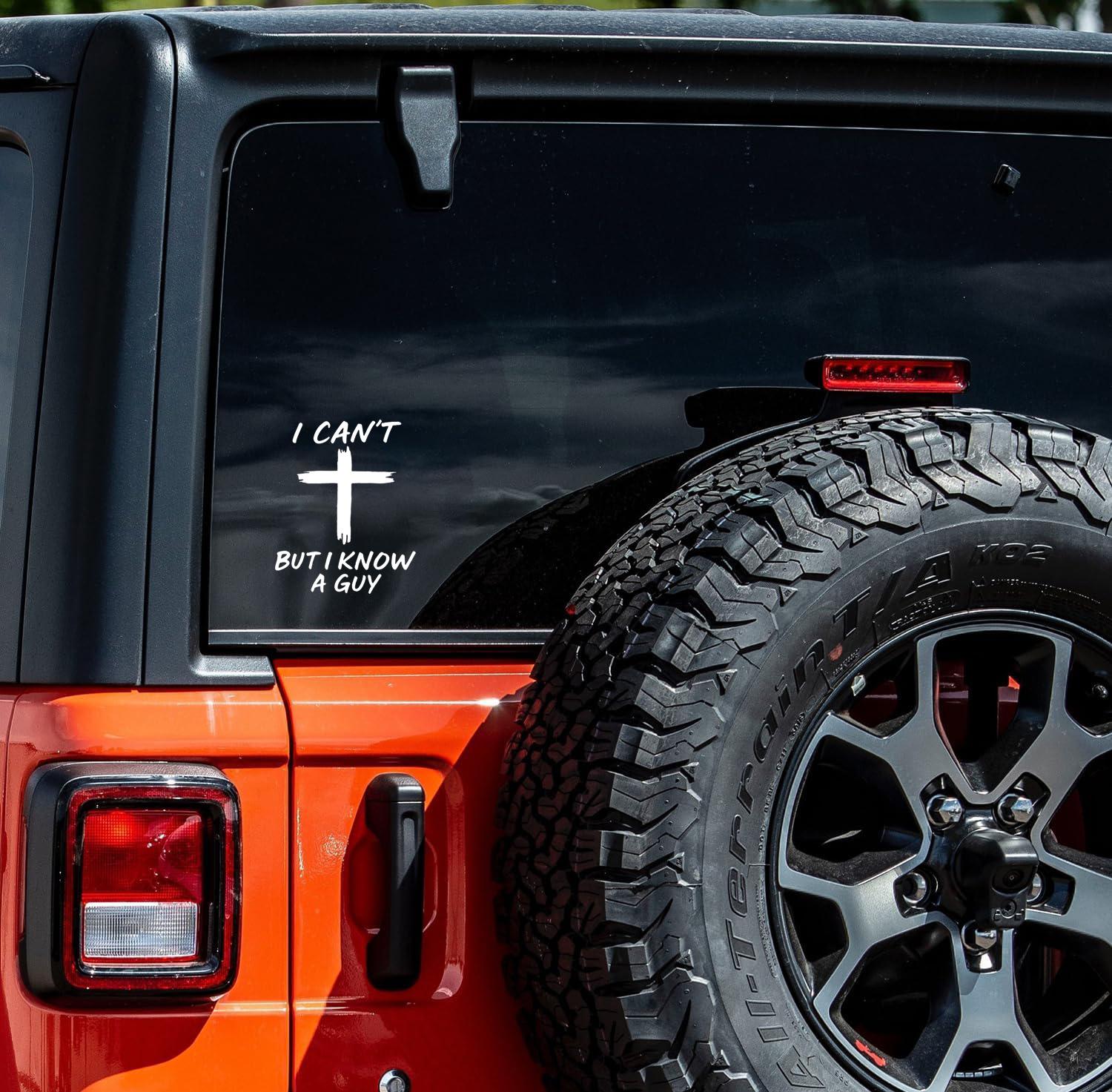 I Can’t But I Know A Guy Vinyl Decal – Durable Weatherproof Christian Car Sticker for Window, Bumper, Laptop, Toolbox, Tumbler – Inspirational Faith Gift Idea