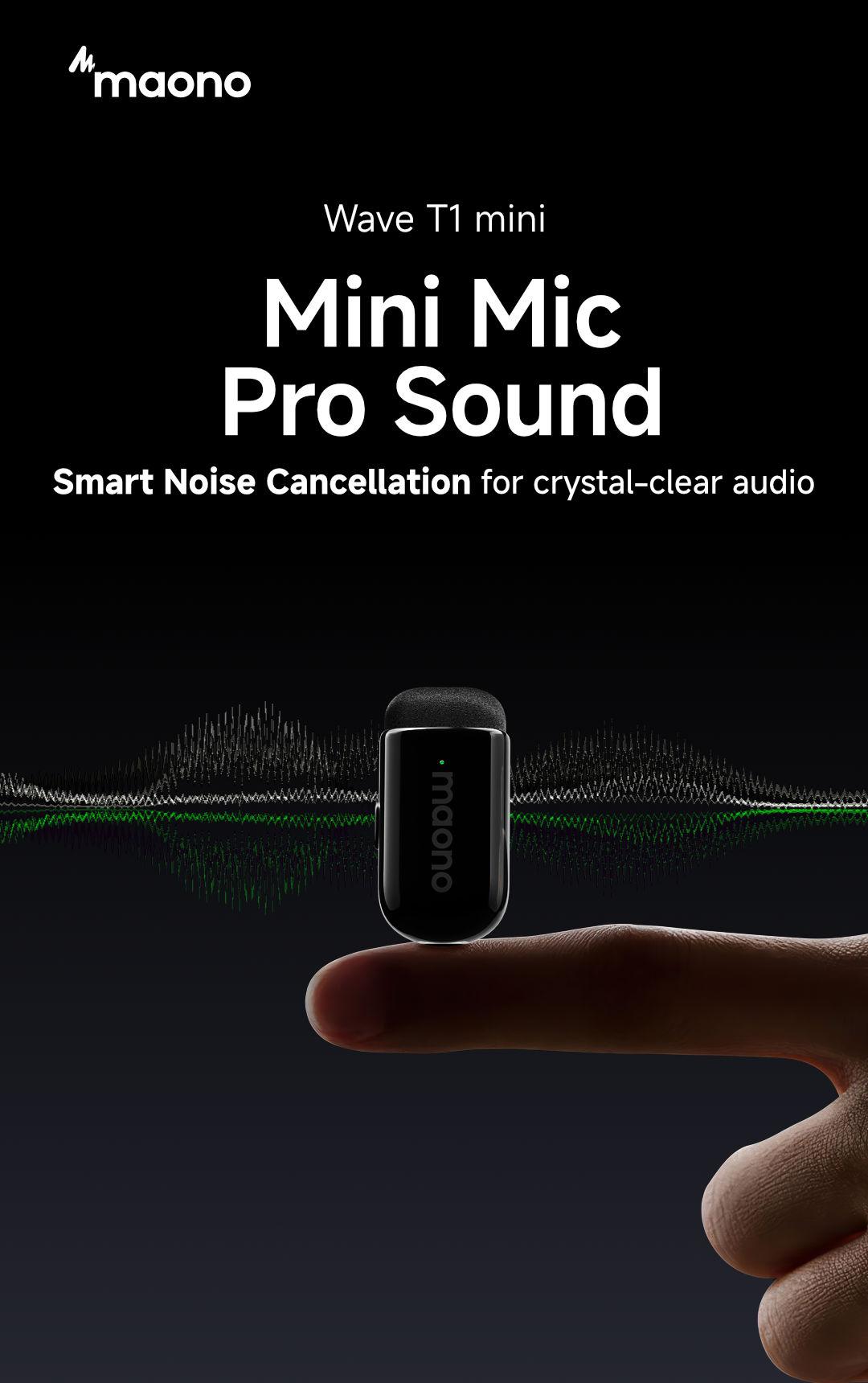 T1 MINI Wireless Lavalier Microphone Adapter for iPhone,  Android smartphones of Lightning and Type-C, 3.5mm Camera, perfect for TikTok, YouTube, Video Vlogging, Audio Recording, interviewing