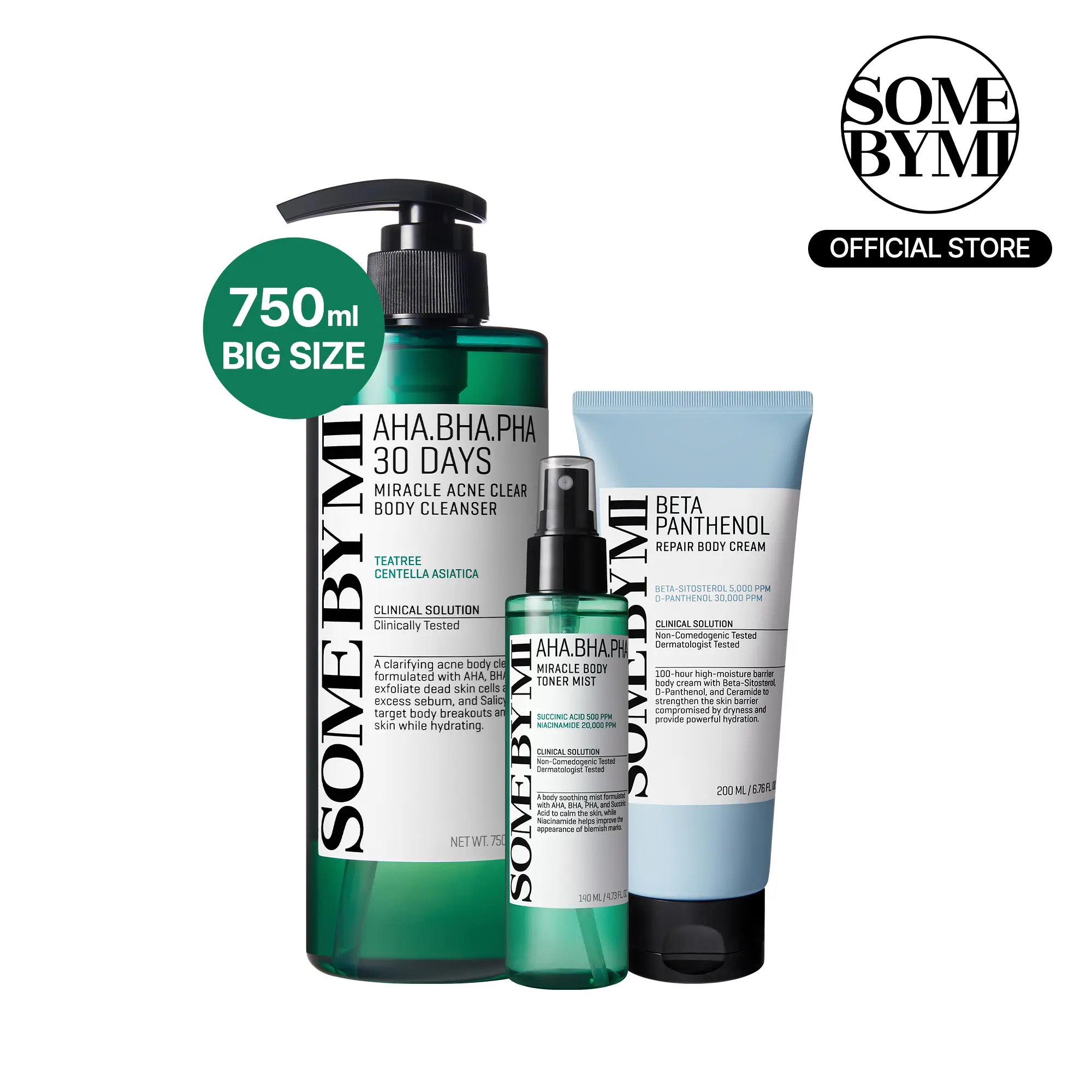 Full Body Miracle Repair Set - Korean Skincare - 3-Step Body Care Set For Body Acne, Hyperpigmentation, Salicylic Acid, Centella & Clarifying Care