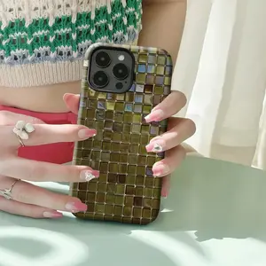 Mediterranean Mosaic Tile Smartphone Case - Abstract Artistic Tile Grid Design Cellphone Cover, Mobile Phone Accessories for iPhone 17/16/15/14/13/12/11 Casing