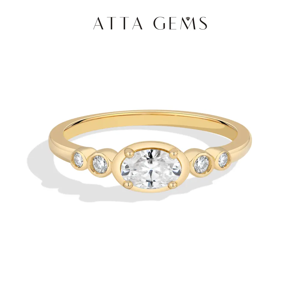 ATTAGEMS Women's Unisex Adults 925 Sterling Silver Bezel Setting Moissanite Ring - 0.5CT D Color VVS1 Lab-Created Oval Cut Stone, Bezel Rings Engagement Daily Wear R376, Yes