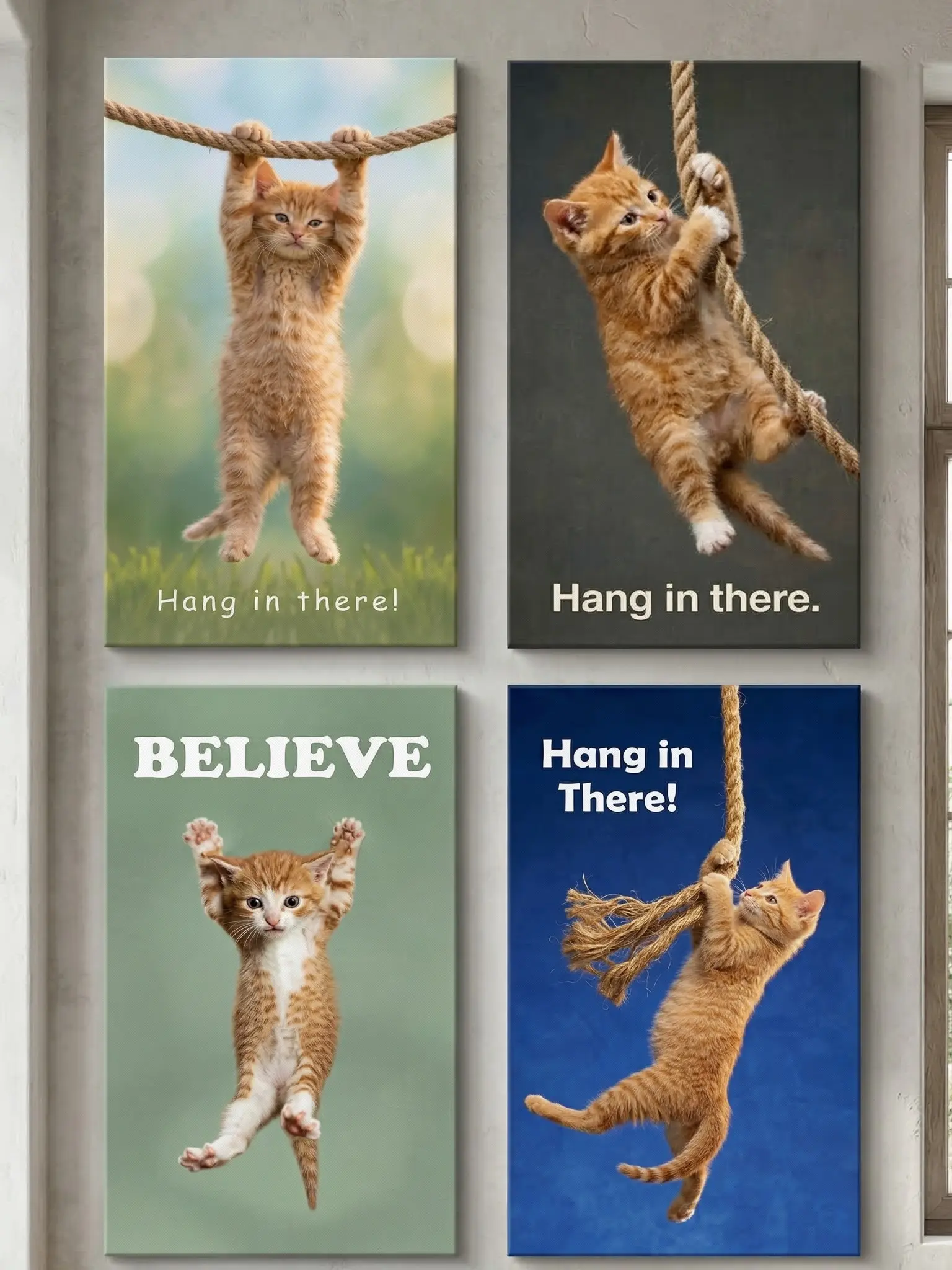 Artistic Cat Yoga Print Canvas Poster - Home Decor Wall Art for House Room, Office Accent, Pet Theme Gift for Coworkers, Decoration