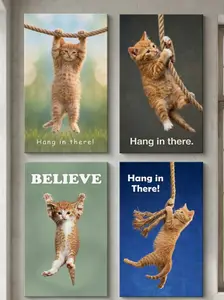 Hang in there, sweetie! Adorable Cat Yoga Poster Canvas Art Home Decor Office Accent Pet & Animal Theme Painting