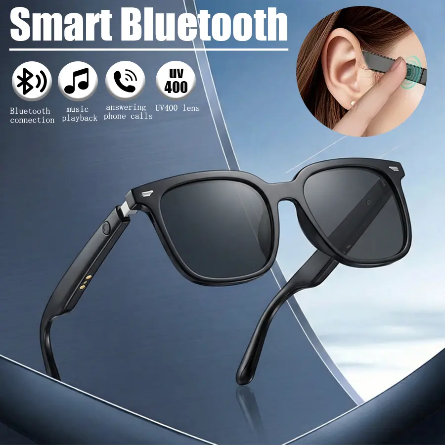 2026 Smart Bluetooth Smart Glass Eyewear, Wearable Voice Assistant Glasses with UV400 Lenses, Audio Playback, Hands-Free Calling, Magnetic Charging, Lightweight Portability for Father's Day, Summer Festivals, Wearable Smart Glasses