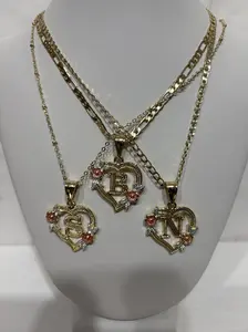 Floral Heart Initial Necklace