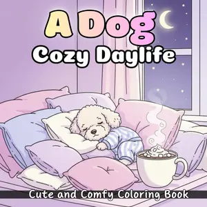 A Dog Cozy Daylife: Coloring Book For Kids And Adults With 50 Coloring Pages Of Cute Puppies Relaxing At Home Featuring Simple Large Designs Perfect For Beginners And All Ages, Paperback