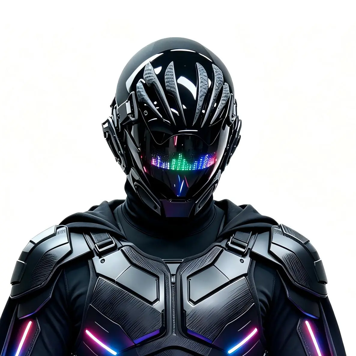 Mechanical Future cool punk mask—a stylish long screen light full face mask whose display effects can be changed; futuristic sci‑fi cosplay accessory; role‑play and stage performance party men's accessories mask.