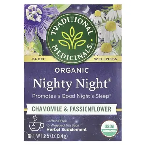Traditional Medicinals Organic Nighty Night®, Chamomile & Passionflower, Caffeine Free, 16 Wrapped Tea Bags, 0.85 oz (24 g)
