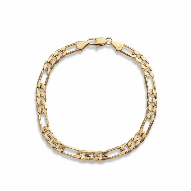 Gold Figaro Bracelet 8in 6mm